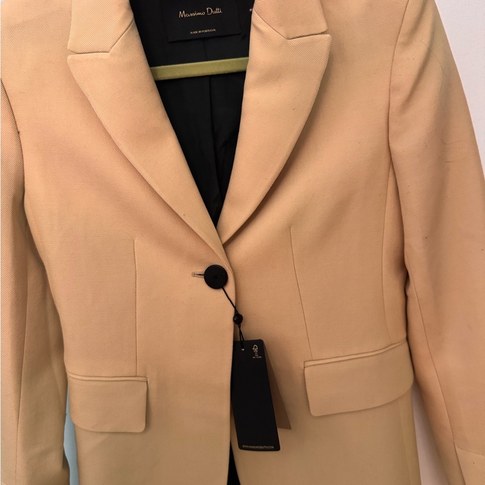 Massimo Dutti Tan Blazer Classic Tailored Suit Jacket